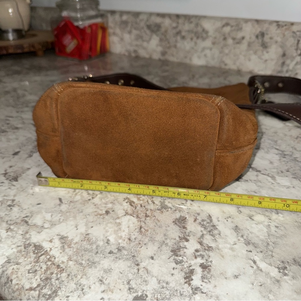 COACH Legacy Suede Chocolate Brown Slim Bucket Shoulder Bag Vintage Y2K 4115 - Picture 10 of 12